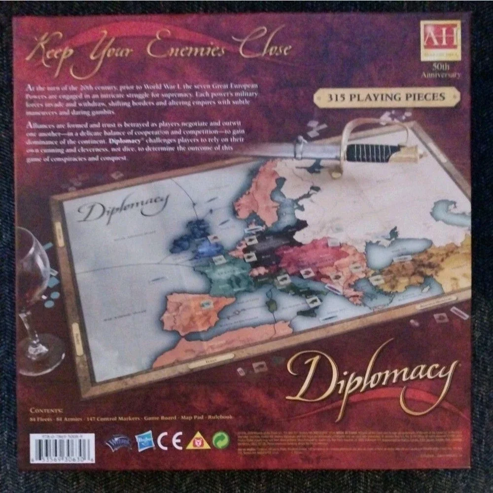 Diplomacy Board Game 2008 Avalon Hill 50th Anniversary Edition Complete Strategy